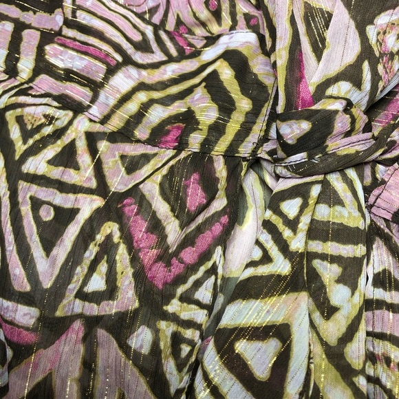 Lane Bryant Sheer Metallic Retro Long Sleeve Tie Front Cárdigan Blouse 14/16 - Picture 9 of 12